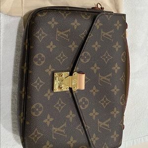 Louis Vuitton Monogram Clutch with Gold Accents